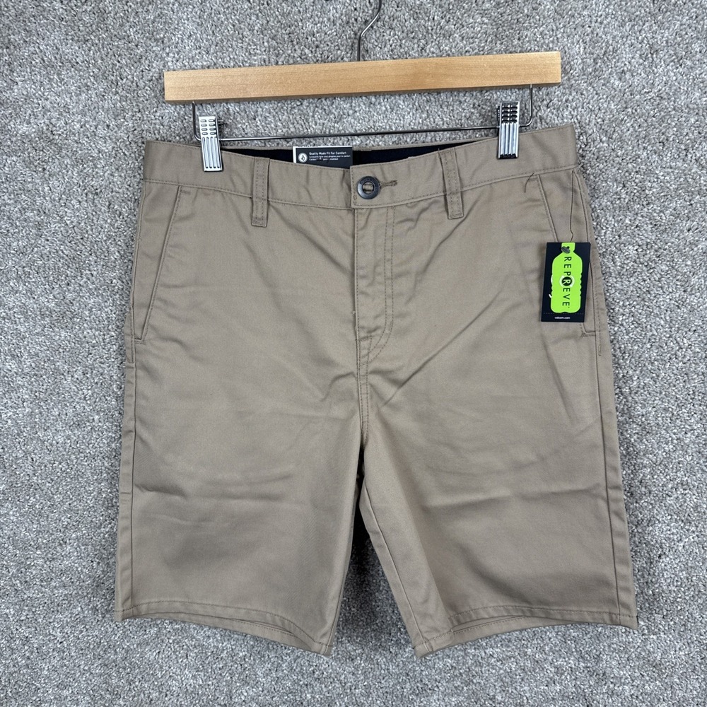 Volcom Youth Frickin‎ Chino Shorts Modern Fit Khaki Size 30 NEW